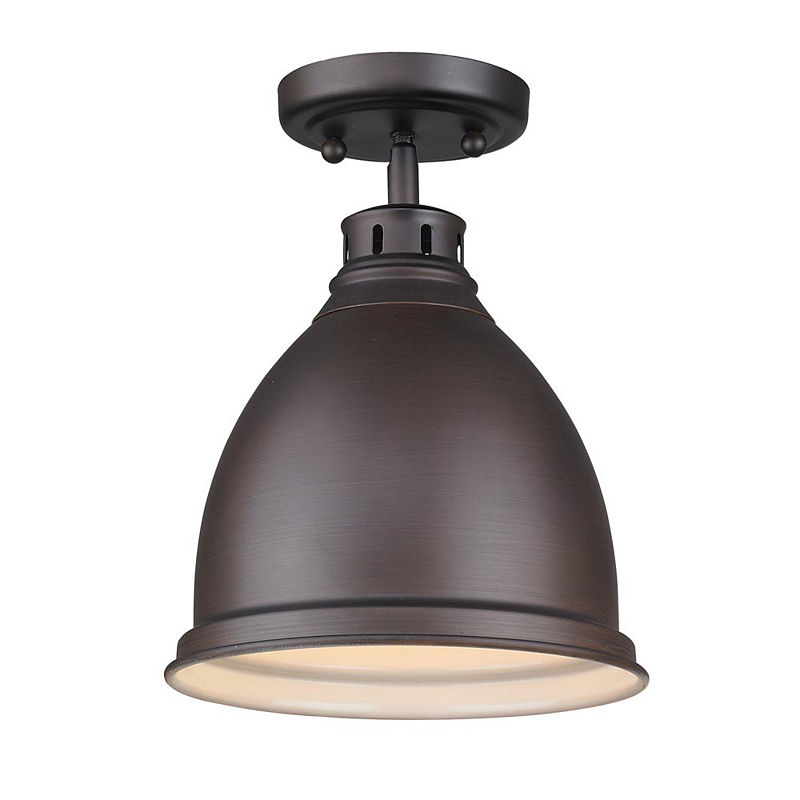 Duncan Flush Mount In Rubbed Bronze, Brown