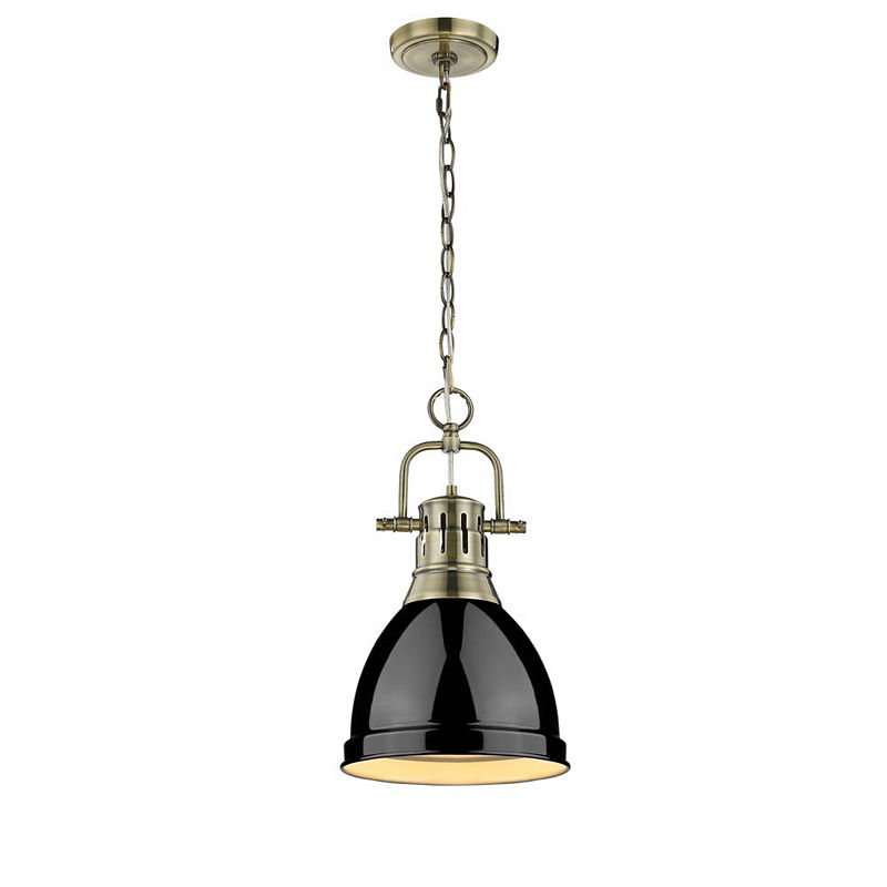 Duncan Mini Pendant With Chain In Aged Brass, Yellow