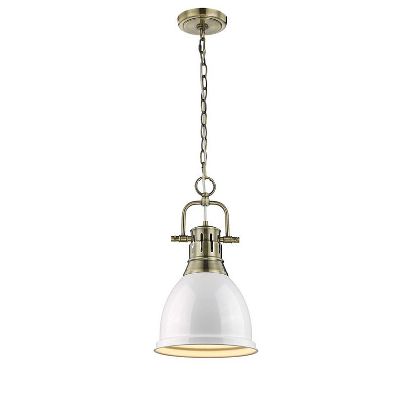 Duncan Mini Pendant With Chain In Aged Brass, Yellow