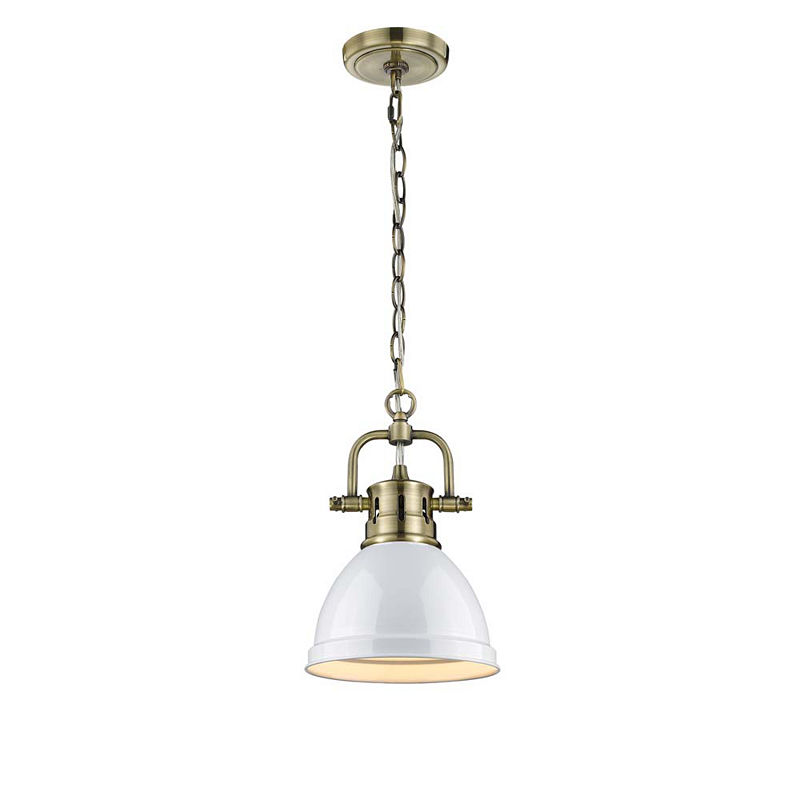 Duncan Mini Pendant With Chain In Aged Brass, Yellow