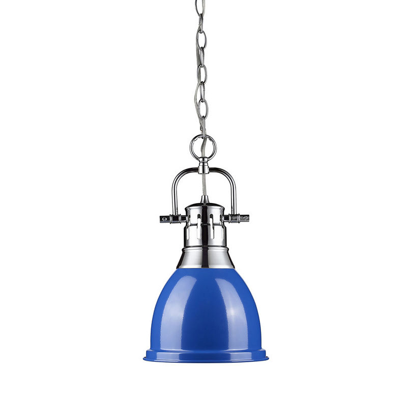 Duncan Small Pendant With Chain In Chrome, Silver