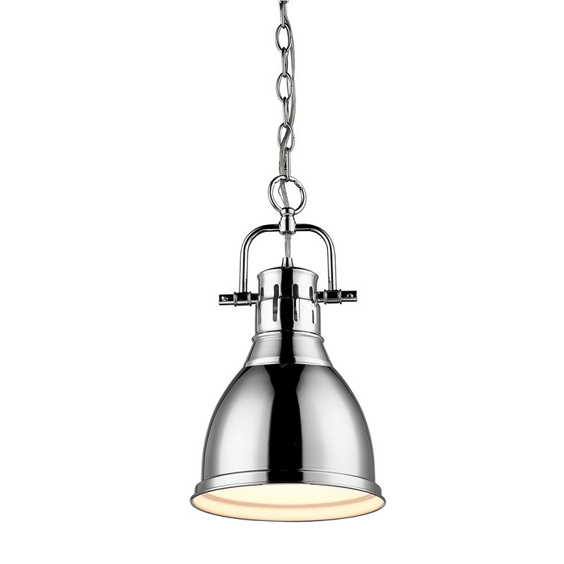 Duncan Small Pendant With Chain In Chrome, Silver