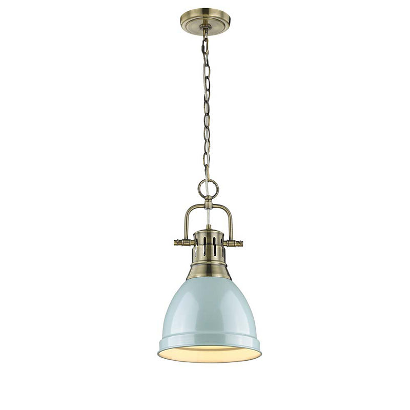 Duncan Small Pendant With Chain Inaged Brass, Yellow