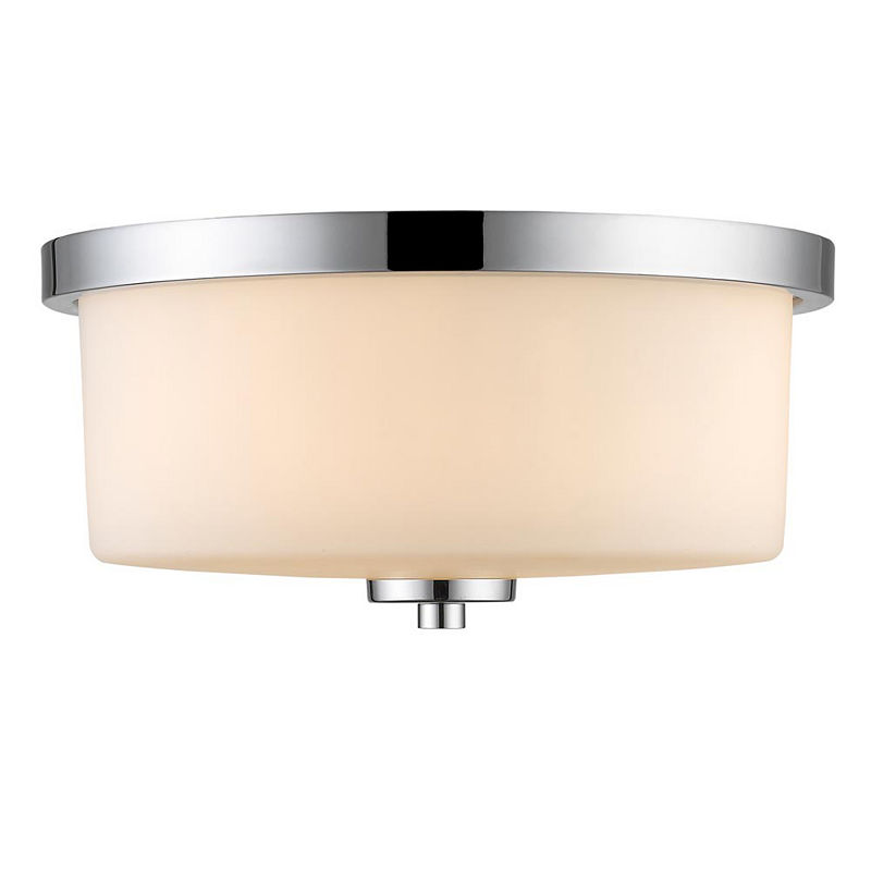 Evette Flush Mount In Chrome With Opal Glass, Silver