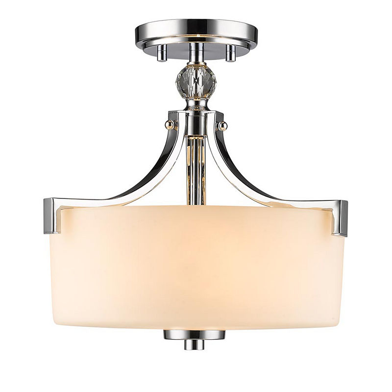 Evette Semi Flush In Chrome With Opal Glass, Silver