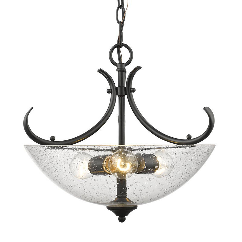 Parrish Semi-Flush Convertible In Black With Seeded Glass