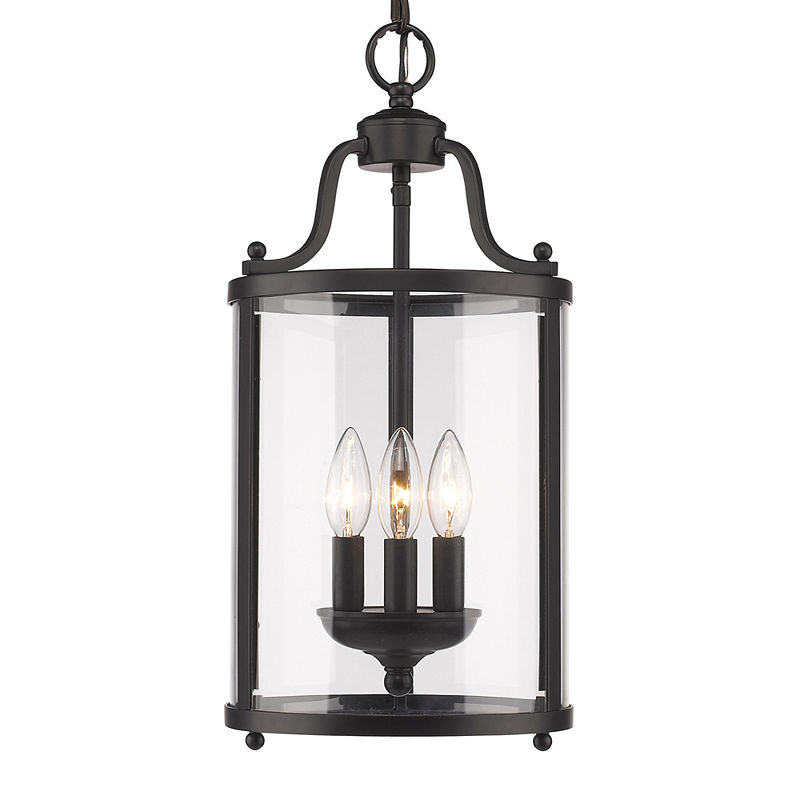 Payton 3-Light Pendant With Clear Glass, Black
