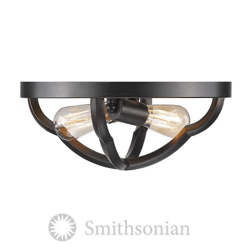 Saxon Flush Mount In Aged Bronze, Black