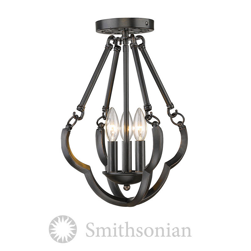 Saxon Semi Flush Convertible In Aged Bronze, Black