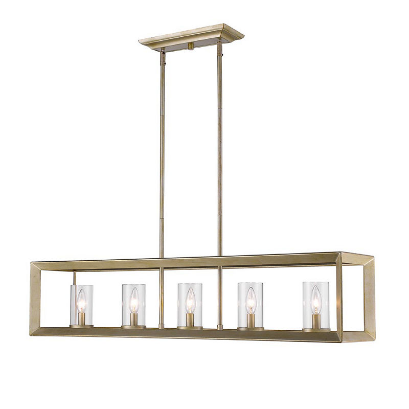 Smyth 5-Light Linear Pendant In White Gold, Yellow