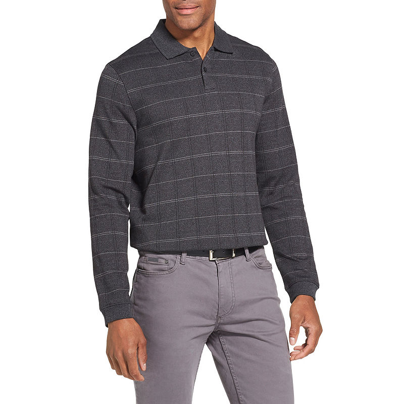 UPC 767672461927 product image for Van Heusen Long Sleeve Windowpane Knit Polo Shirt | upcitemdb.com