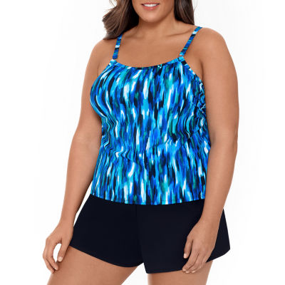 Trimshaper Slimming Control Womens Swim Dress Plus, Color: Blue - JCPenney