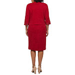 Maya Brooke Plus 3/4 Sleeve Embellished Jacket Dress