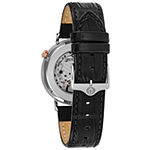 Bulova Aerojet Mens Automatic Black Leather Strap Watch 98a187
