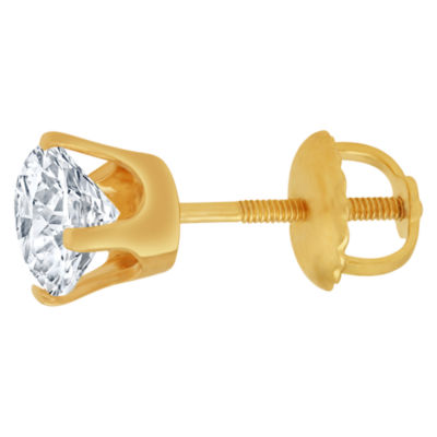 1 CT. T.W. Genuine White Diamond 14K Gold 6.5mm Stud Earrings