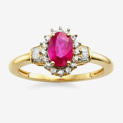 Lead Glass-Filled Ruby & 1/4 CT. T.W. Diamond 10K Gold Ring
