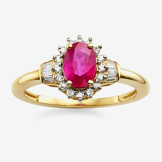 Lead Glass-Filled Ruby & 1/4 CT. T.W. Diamond 10K Gold Ring