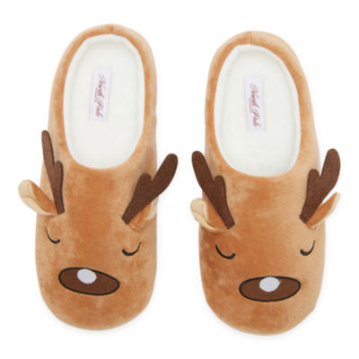 North Pole Trading Co. Unisex Adult Reindeer Slip-On Slippers