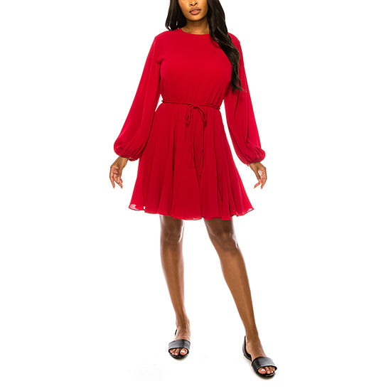 Premier Amour Long Sleeve Fit + Flare Dress