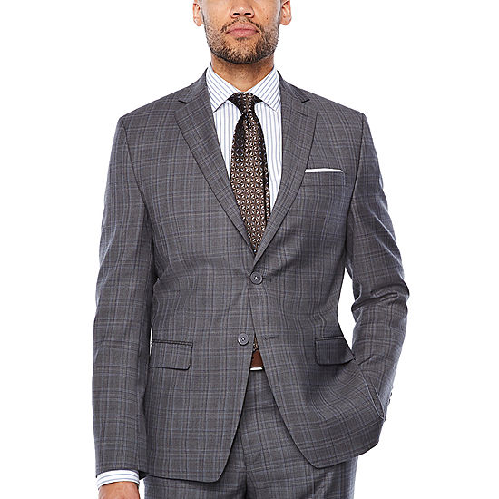 Collection By Michael Strahan Dark Gray Glen Plaid Suit Jacket Classic ...