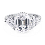 Cubic Zirconia Platinum Over Silver 3-Stone Engagement Ring