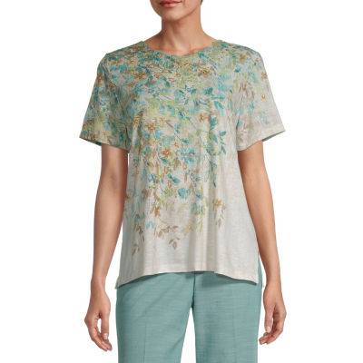 Alfred Dunner-Womens Round Neck Short Sleeve T-Shirt