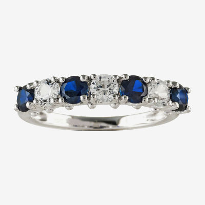 Blue and White Lab-Created Sapphire Sterling Silver Ring
