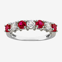 Lab-Created Ruby & White Sapphire Sterling Silver Ring
