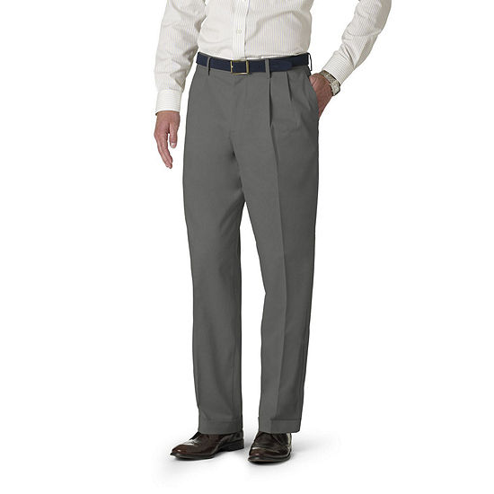 Men Dockers Classic Fit Iron Free Flat Front Dark Gray Stretch Pants D1
