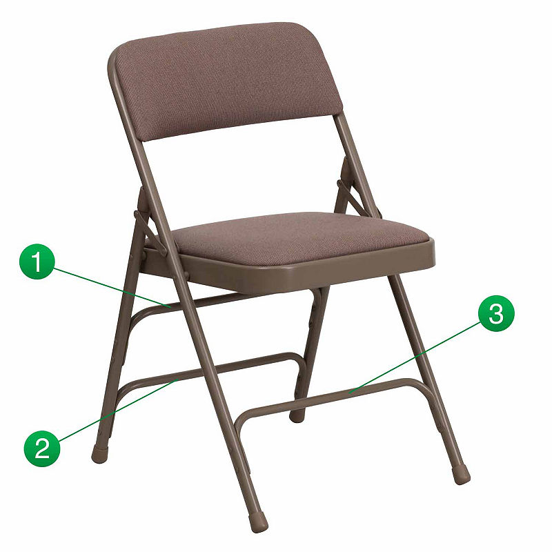 Hercules Series Curved Triple Braced & Double Hinged Upholstered Metal Folding Chair, Brown