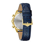 Bulova Mens Chronograph Blue Leather Strap Watch 98k110
