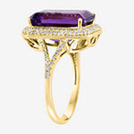Effy Final Call Womens Genuine Purple Amethyst &  3/8 CT. T.W. Genuine Diamond 14K Gold Cocktail Ring