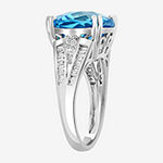 Effy Womens 3/8 CT. T.W. Diamond & Genuine Blue Topaz 14K White Gold Cocktail Ring