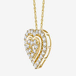Diamonart Womens White Cubic Zirconia 14K Gold Over Silver Heart Pendant Necklace