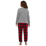North Pole Trading Co. Very Merry Womens Long Sleeve 2-pc. Pant Pajama Set