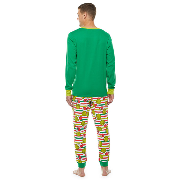 Dr. Seuss Grinch Family Matching Pajamas Mens Long Sleeve 2-pc. Pant Pajama Set