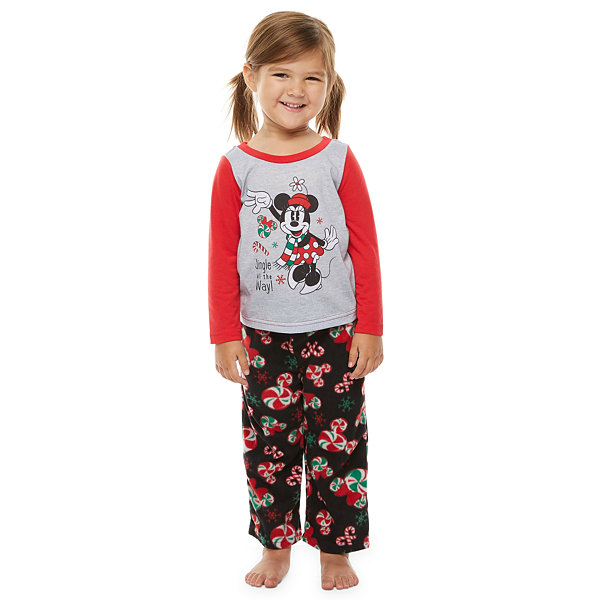Disney Mickey Family Matching Pajamas Toddler Girls 2-pc. Minnie Mouse Christmas Pajama Set