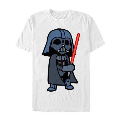 Slim Cute Darth Vader Lightsaber Cartoon Mens Crew Neck Short Sleeve Star Wars Graphic T Shirt Color White Jcpenney