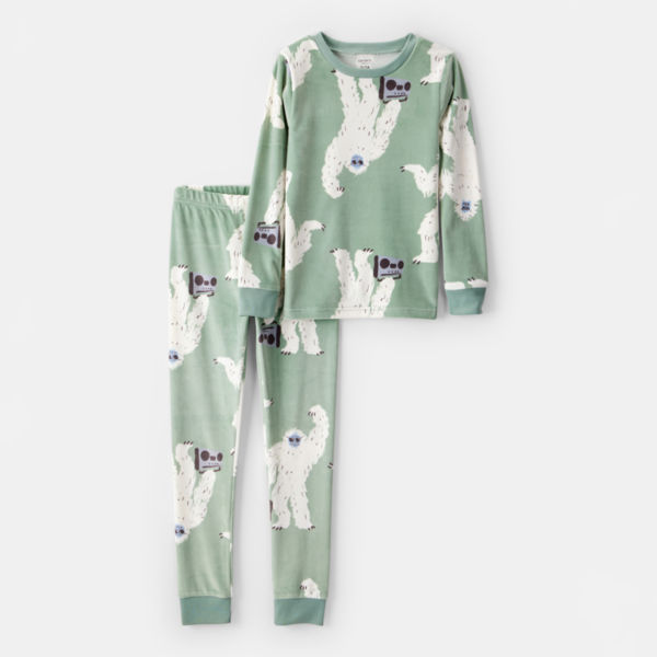 Carter's DreamPlush Velour-Velboa Little & Big Kid Boys Round Neck Long Sleeve 2-pc. Pajama Sets