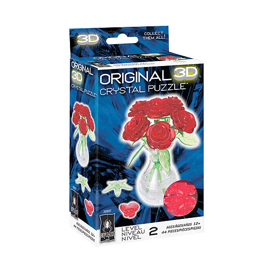 BePuzzled 3D Crystal Puzzle - Roses in a Vase: 44Pcs