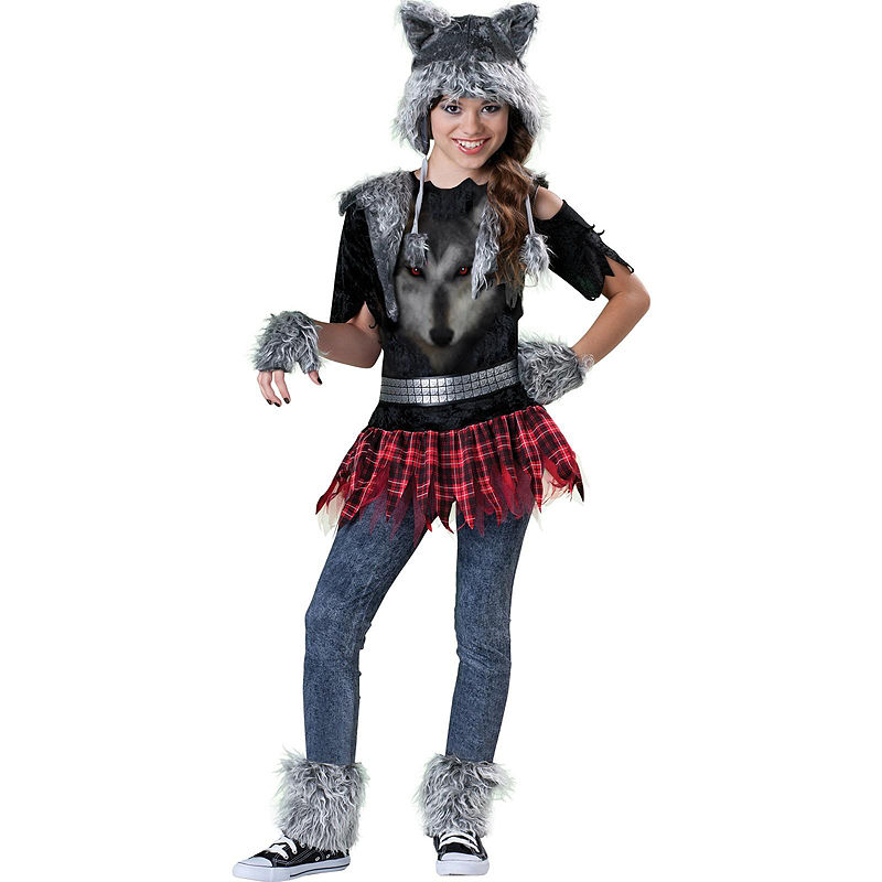 Wear Wolf Child Costume, Girls, Black, 10-12