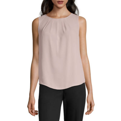 Worthington Womens Round Neck Sleeveless Blouse JCPenney