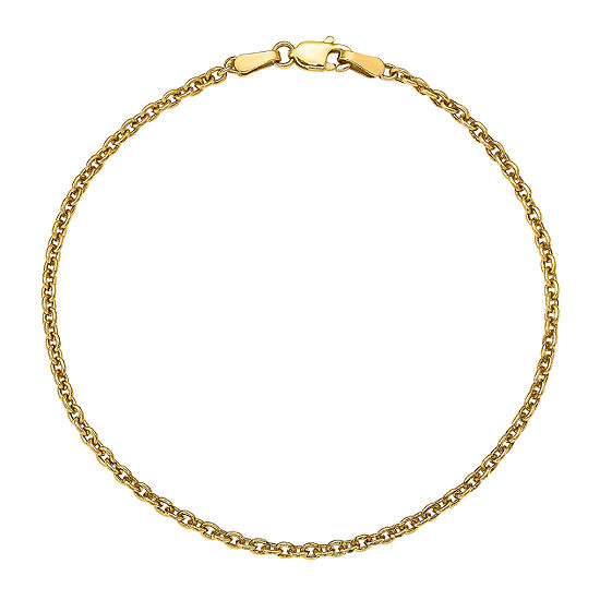 14K Gold 9 Inch Solid Cable Ankle Bracelet