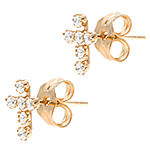 Religious Jewelry White Cubic Zirconia 14K Gold 7.3mm Cross Stud Earrings