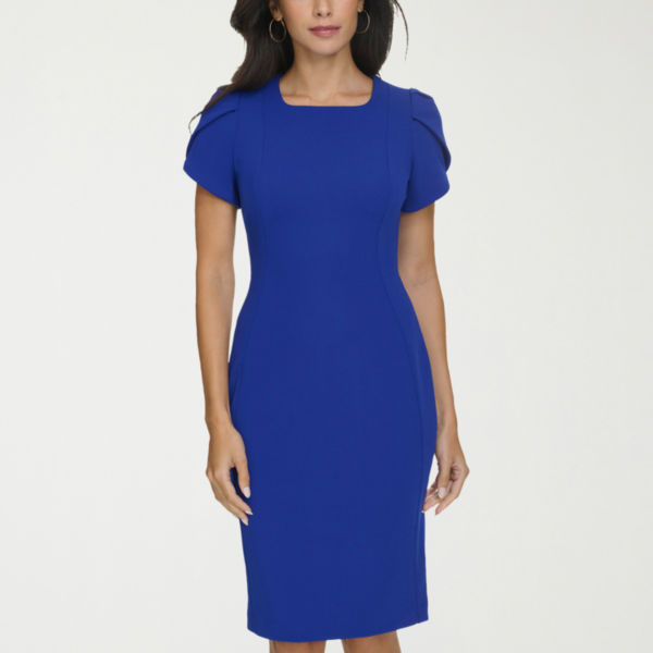 Marc New York Womens Square Neck Short Sleeve Sheath Dress