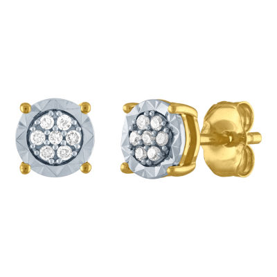 Details about   10K White Gold Blue & White Diamond Earrings Micro Pave Screw Back Studs .10ct