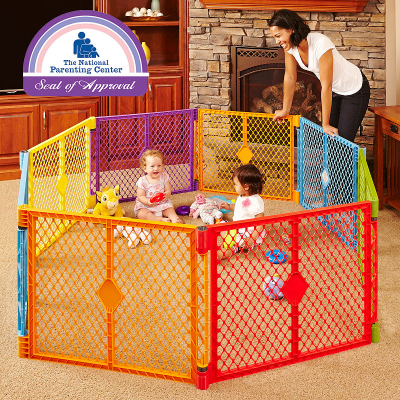 Toddleroo by North States Superyard Colorplay 8 Panel Freestanding Gate