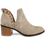 Journee Collection Womens Lennie Booties Stacked Heel Slip-on