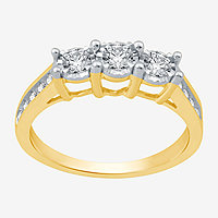 love lives forever womens 1/2 ct tw genuine white diamond 10k gold round side stone 3stone engagement ring
