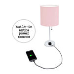 Limelights With Charging Outlet And Fabric Shade Metal Table Lamp
